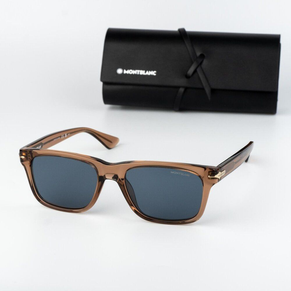 Montblanc Men Sunglasses Brown Blue Square MB0263S 005 NEW AUTHENTIC